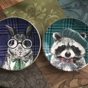 Rabbit and Raccoon plaid plates!